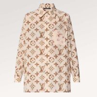 Louis Vuitton Women LV Floral Monogram Pajama Shirt Silk Pink Beige Regular Fit (7)