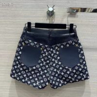 Louis Vuitton Women LV Monogram Denim Mini Shorts Cotton Navy (15)