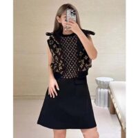 Louis Vuitton Women LV Monogram Jacquard Knit Dress Silk Polyamide Elastane Black Brown (5)