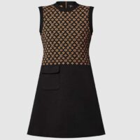 Louis Vuitton Women LV Monogram Jacquard Knit Dress Silk Polyamide Elastane Black Brown (5)