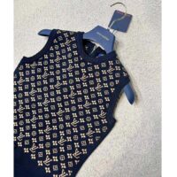 Louis Vuitton Women LV Monogram Jacquard Knit Dress Silk Polyamide Elastane Black Brown (5)