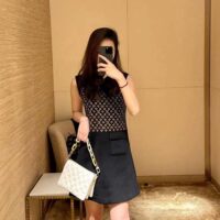 Louis Vuitton Women LV Monogram Jacquard Knit Dress Silk Polyamide Elastane Black Brown (5)