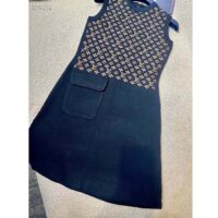 Louis Vuitton Women LV Monogram Jacquard Knit Dress Silk Polyamide Elastane Black Brown (5)