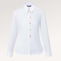 Louis Vuitton Women LV NIGHT Monogram Accent Shirt Cotton Polyamide Elastane Optical White (2)