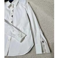 Louis Vuitton Women LV NIGHT Monogram Accent Shirt Cotton Polyamide Elastane Optical White (2)