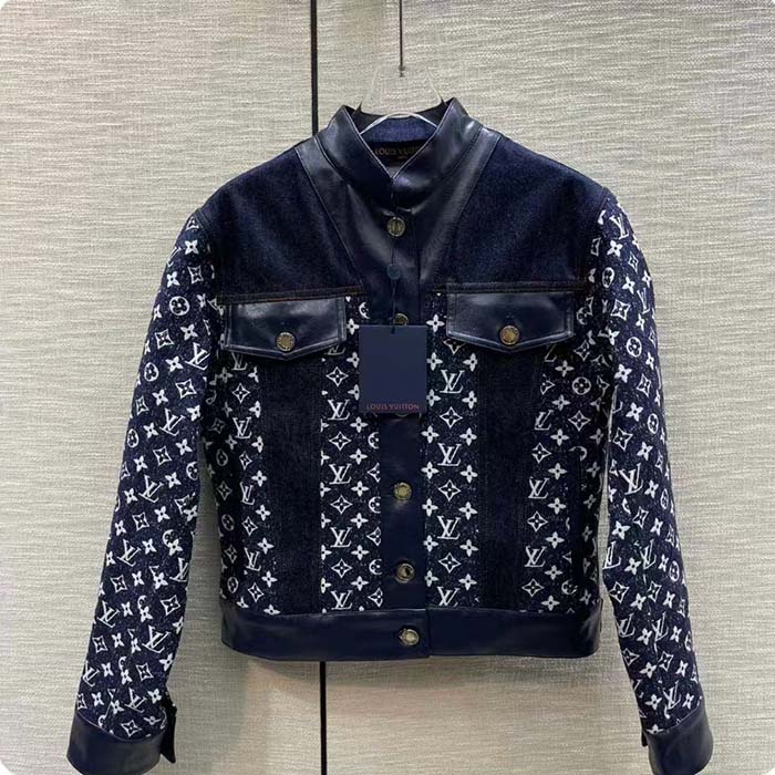 Louis Vuitton Women LV NIGHT Monogram Denim Jacket Cotton Navy (11)