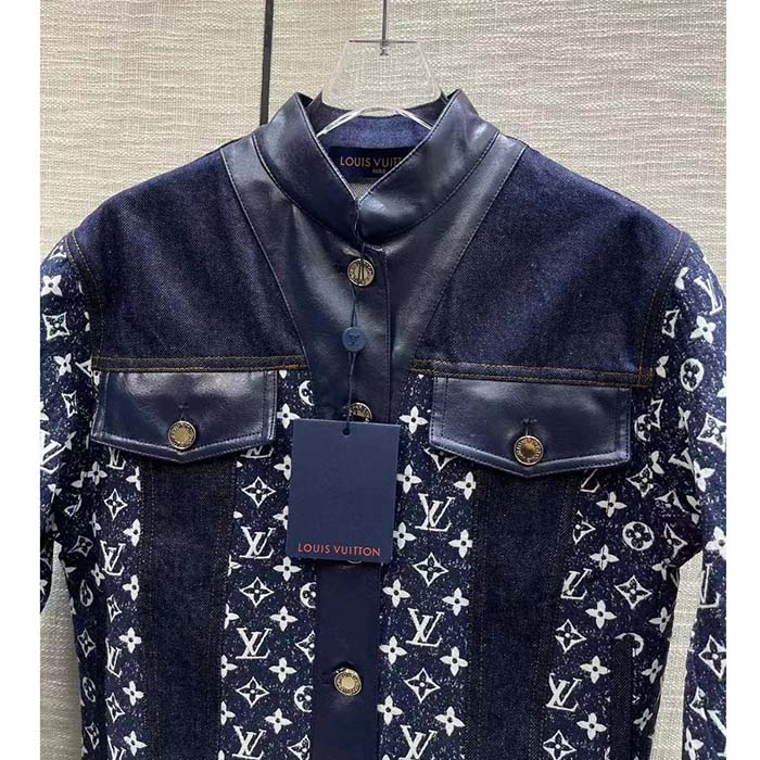 Louis Vuitton Women LV NIGHT Monogram Denim Jacket Cotton Navy (3)