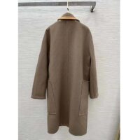 Louis Vuitton Women LV Removable Collar Double Face Coat Wool Silk Ficelle Foncée Brown Regular Fit (8)