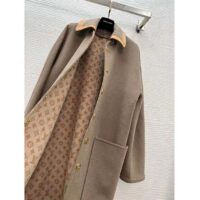 Louis Vuitton Women LV Removable Collar Double Face Coat Wool Silk Ficelle Foncée Brown Regular Fit (8)