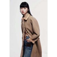 Louis Vuitton Women LV Removable Collar Double Face Coat Wool Silk Ficelle Foncée Brown Regular Fit (8)