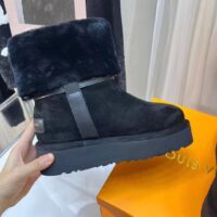 Louis Vuitton Women LV SKI Aspen Platform Ankle Boot Black Suede Calf Leather Shearling (10)