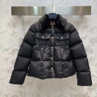 Louis Vuitton Women LV SKI Crinkled Nylon Peplum Puffer Jacket Polyamide Black (6)