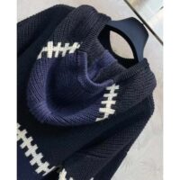 Louis Vuitton Women LV SKI Graphic Hooded Pullover Snowflake Motif Cashmere Black Blue (8)