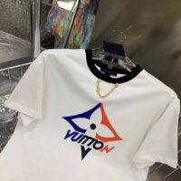 Louis Vuitton Women LV Snowflake T-Shirt Cotton Jersey White LV Golden Chain (6)