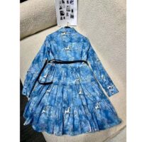 Louis Vuitton Women LV Unicorn Print Belted Shirt Dress Cotton Silk Sky Blue Regular Fit (10)