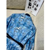 Louis Vuitton Women LV Unicorn Print Belted Shirt Dress Cotton Silk Sky Blue Regular Fit (10)