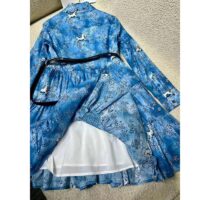 Louis Vuitton Women LV Unicorn Print Belted Shirt Dress Cotton Silk Sky Blue Regular Fit (10)