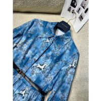 Louis Vuitton Women LV Unicorn Print Belted Shirt Dress Cotton Silk Sky Blue Regular Fit (10)
