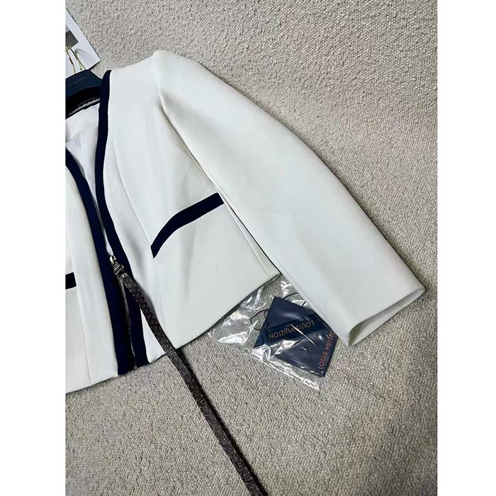 Louis Vuitton Women LV Wetsuit Pull Mikado Jacket Wool Silk White Regular Fit (1)