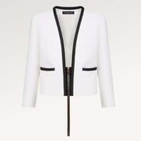 Louis Vuitton Women LV Wetsuit Pull Mikado Jacket Wool Silk White Regular Fit (10)