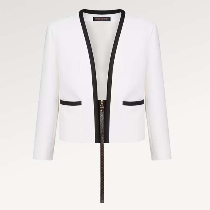 Louis Vuitton Women LV Wetsuit Pull Mikado Jacket Wool Silk White Regular Fit