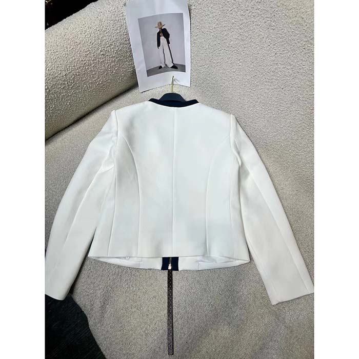 Louis Vuitton Women LV Wetsuit Pull Mikado Jacket Wool Silk White Regular Fit (4)