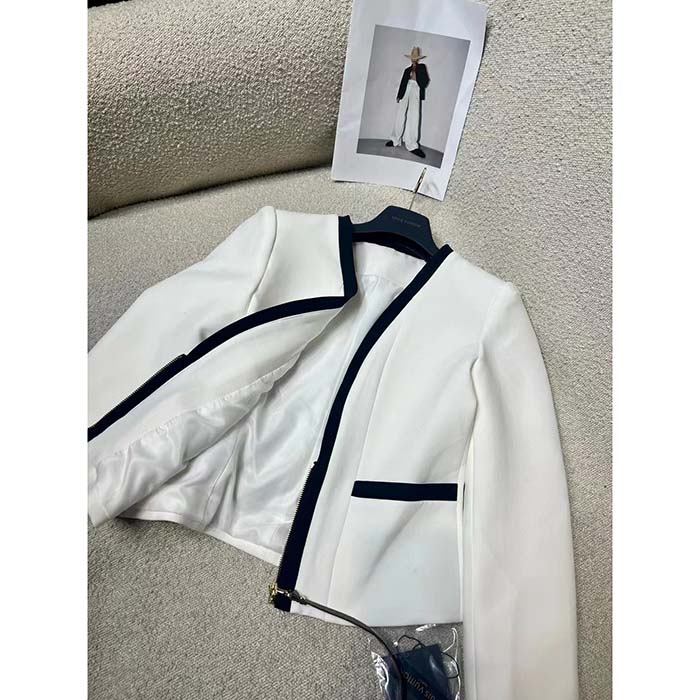 Louis Vuitton Women LV Wetsuit Pull Mikado Jacket Wool Silk White Regular Fit (9)