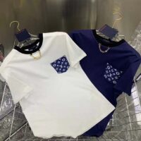 Louis Vuitton Men Monogram Pocket T-Shirt Cotton White Monogram Jacquard Denim LV Golden Chain (7)