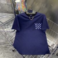 Louis Vuitton Women Monogram Pocket T-Shirt Cotton Navy Monogram Jacquard Denim LV Golden Chain (6)