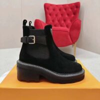 Louis Vuitton Women Shoes LV Beaubourg Ankle Boot Black Suede Calf Leather (3)