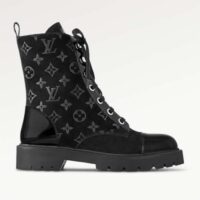 Louis Vuitton Women Territory Flat Ranger Black Monogram-Debossed Suede Calf Leather Side Zip (9)