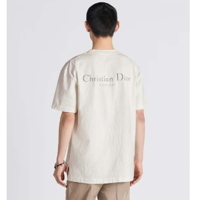 Dior Men CD Christian Dior Couture Relaxed Fit T-Shirt White Ribbed Crew Neck Organic Cotton (10)