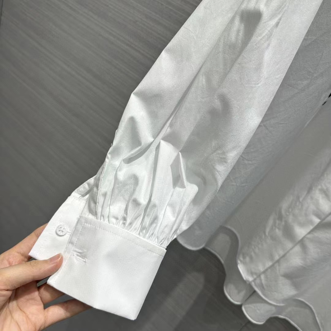 Dior Women CD Blouse White Cotton Poplin Hallmark Embroidered Bee Unlined (14)