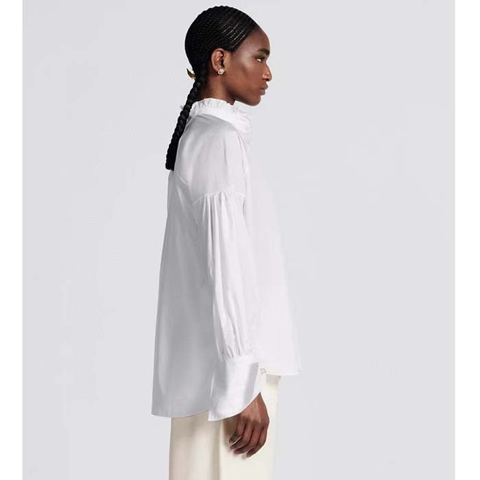 Dior Women CD Blouse White Cotton Poplin Hallmark Embroidered Bee Unlined (15)