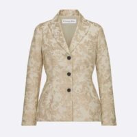 Dior Women CD Fitted Jacket White Technical Jacquard Gold-Tone Allover Butterfly Motif (1)