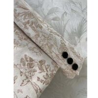 Dior Women CD Fitted Jacket White Technical Jacquard Gold-Tone Allover Butterfly Motif (1)
