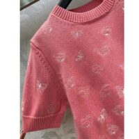 Dior Women CD Short-Sleeved Sweater Pink Wool Cashmere Knit Gradient Butterflies Motif (12)