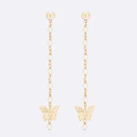 Dior Women Métamorphose Earrings Gold-Finish Metal and White Resin Pearls