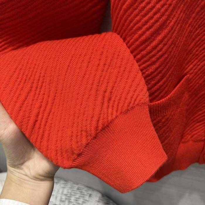 Louis Vuitton Men Wool Cardigan Regular Fit LV Epi XL Knitted Motif Red Certified Merino (14)