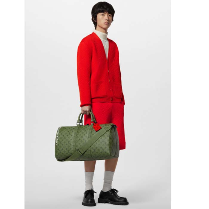 Louis Vuitton Men Wool Cardigan Regular Fit LV Epi XL Knitted Motif Red Certified Merino (7)