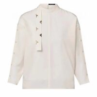 Louis Vuitton Women LV Monogram Lavaliere Button Sleeve Blouse White Silk Regular Fit