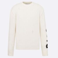 Dior Men CD Dior Otani Workshop Sweater White Wool Cashmere Jersey