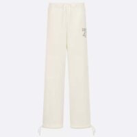 Dior Men CD Track Pants White Cotton Fleece Dior 47 Embroidery Pockets