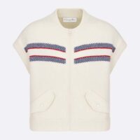 Dior Women CD Dioralps Vest White Wool Cashmere Knit Three-Tone Butterfly Motif Reference 414G19AM124_X0878