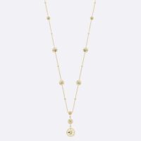 Dior Women Rose Des Vents Long Necklace Yellow Gold Diamonds and Mother-of-Pearl