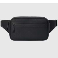 Gucci Unisex GG Belt Bag Black GG Rubber-Effect Leather Zip Closure