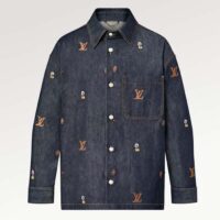 Louis Vuitton Men LV RUNWAY Embroidered Denim Overshirt Oversized Fit Indigo Cotton 1AFHVF
