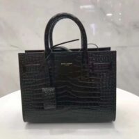 Saint Laurent YSL Women Sac De Jour Small in Matte Embossed Crocodile Leather