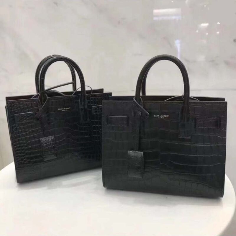 Saint Laurent YSL Women Sac De Jour Small in Matte Embossed Crocodile Leather