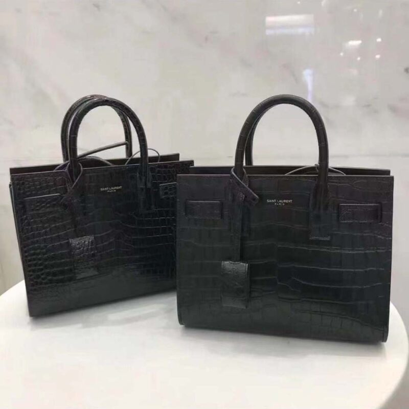 Saint Laurent YSL Women Sac De Jour Small in Matte Embossed Crocodile Leather